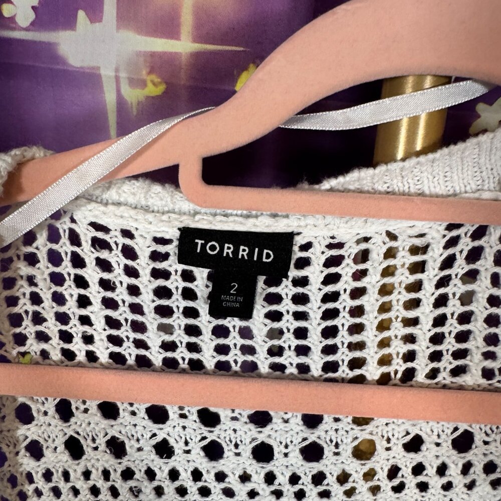 Torrid - Cardigan White Eyelet - White - 2x - Picture 2 of 7